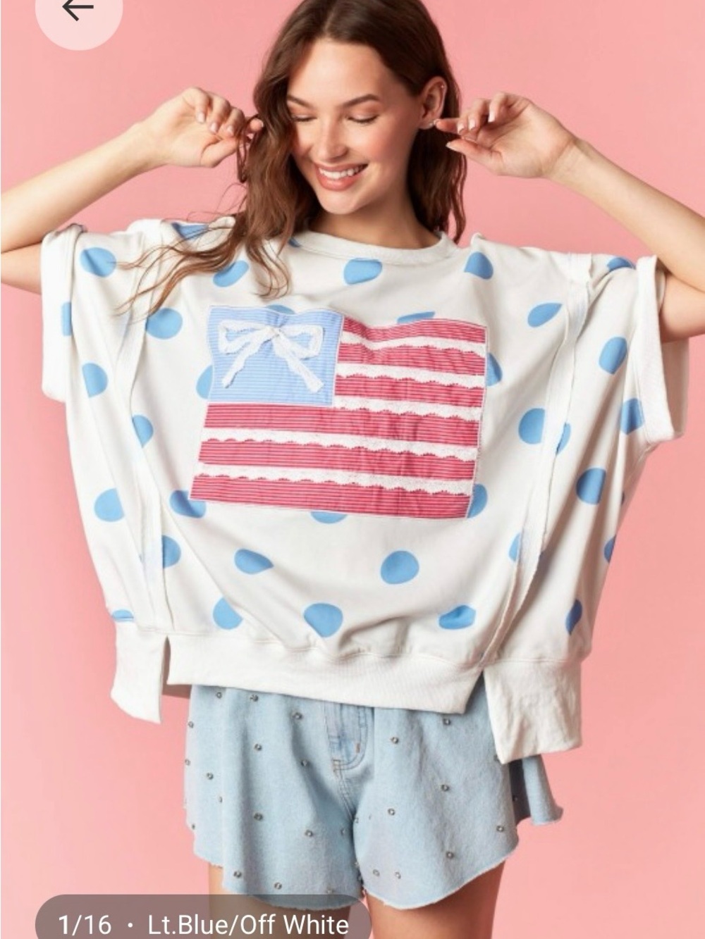 BIG DOT FRENCH TERRY STARS AND STRIPE
FLAG PATCHES TOP